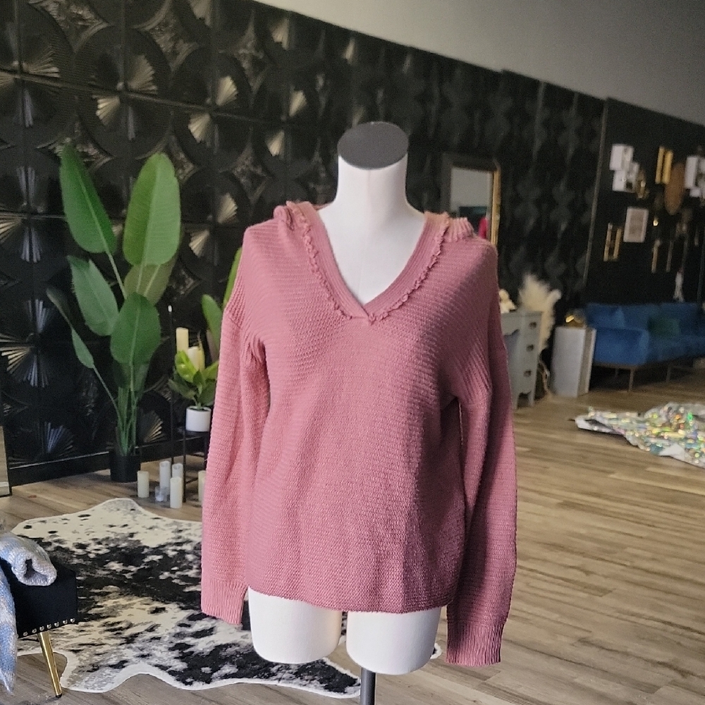 Elegant Mauve V-Neck Sweater for Women